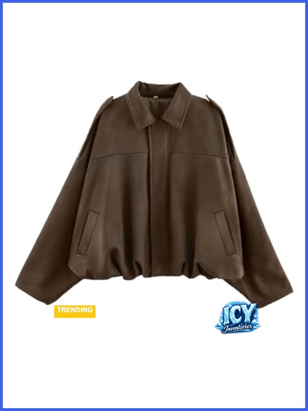 Faux Suede Oversized Cropped Bomber Jacket Zip Up Streetwear Coat